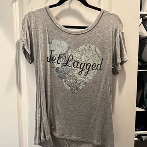 Gray Graphic Tee with Heart Design